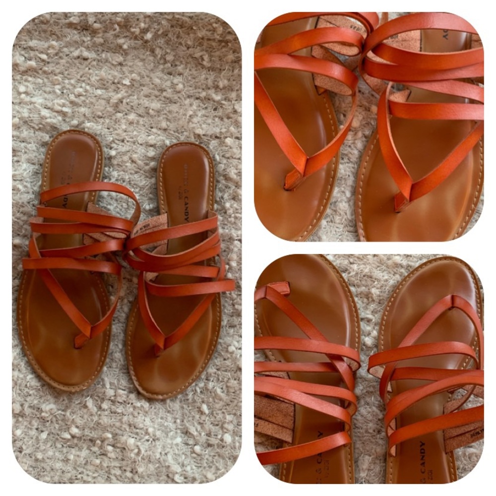 Coral strappy flat sandals